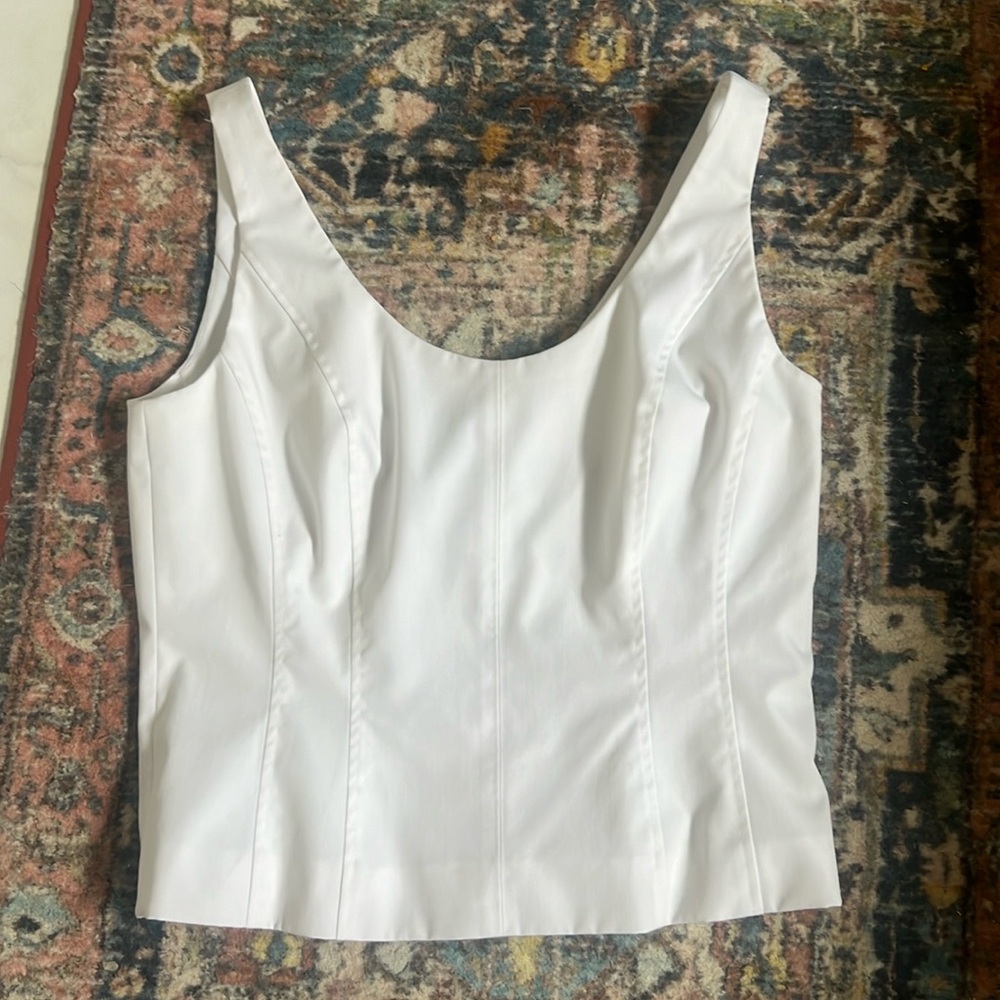 Antonio Melani White Scoop-neck Fitted Summer Top